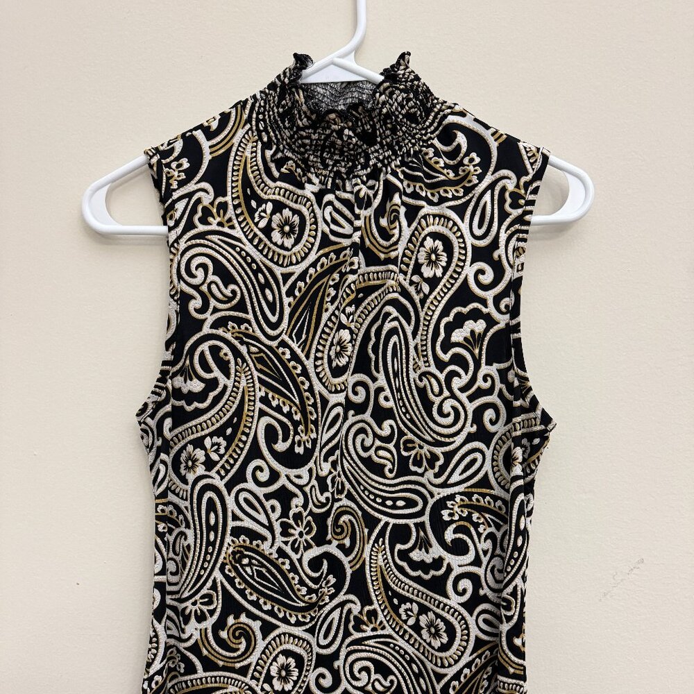 Espresso - Black and Tan Sleeveless Top - Size Small